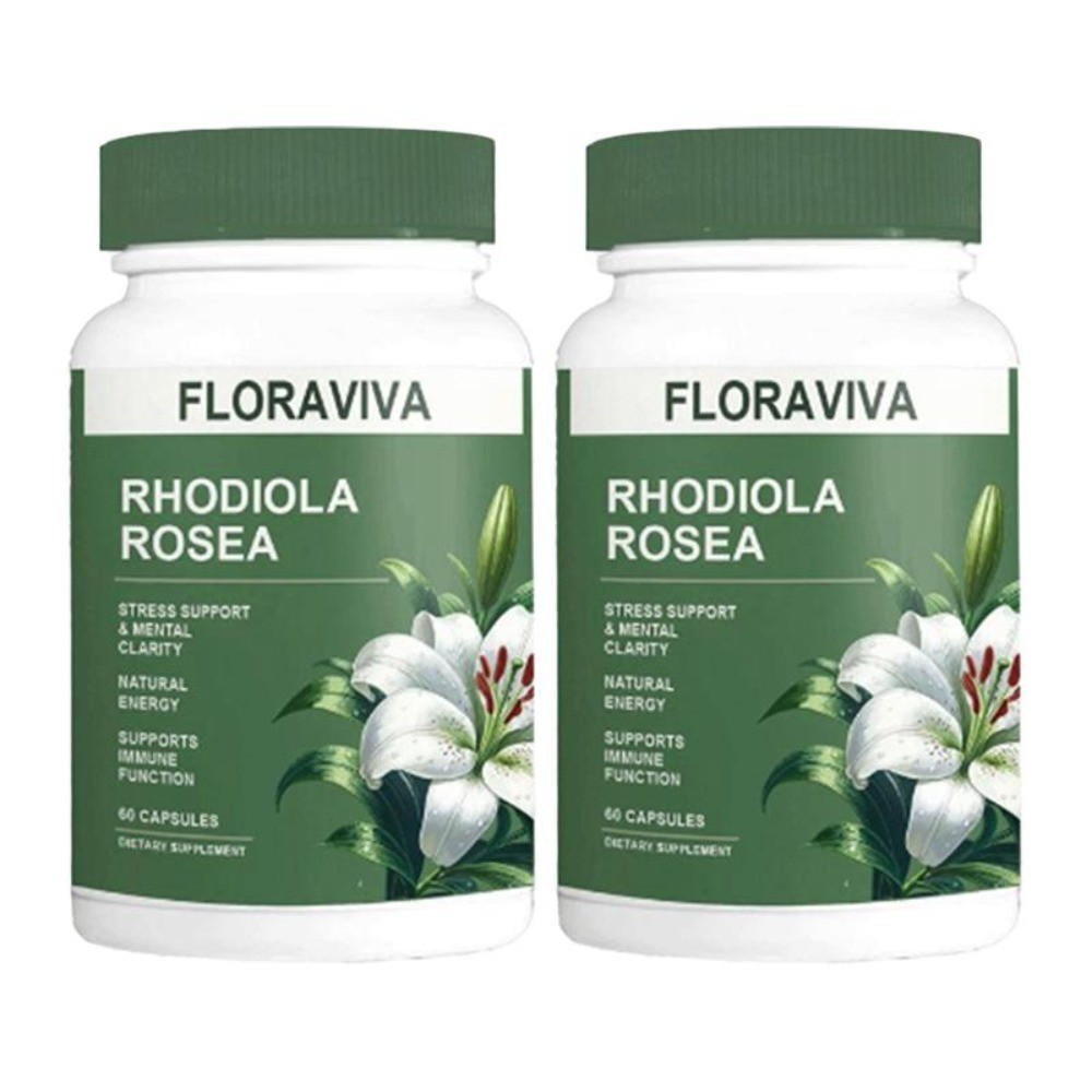 2 BOTTLES—LUXRY NEW Floraviva Rhodiola Rosea Capsules Supplement Healthcare