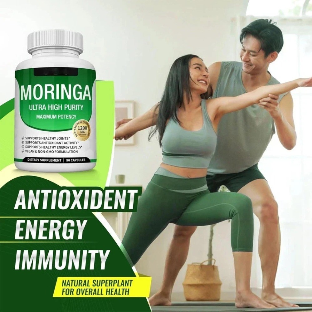 Moringa Powder Capsules 1200mg – Ultra High Purity,90 Caps for Energy & Immunity