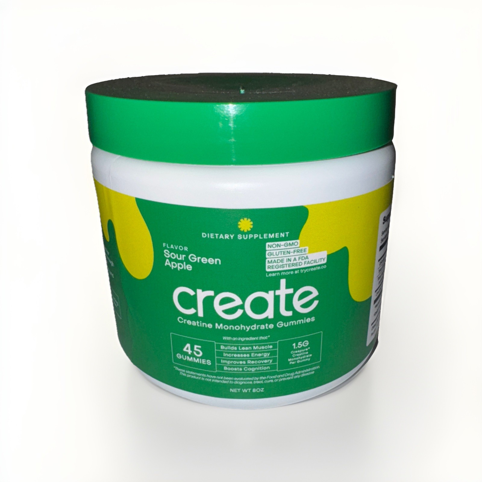 Create Creatine Monohydrate Gummies Sour Green Apple 45 Gummies