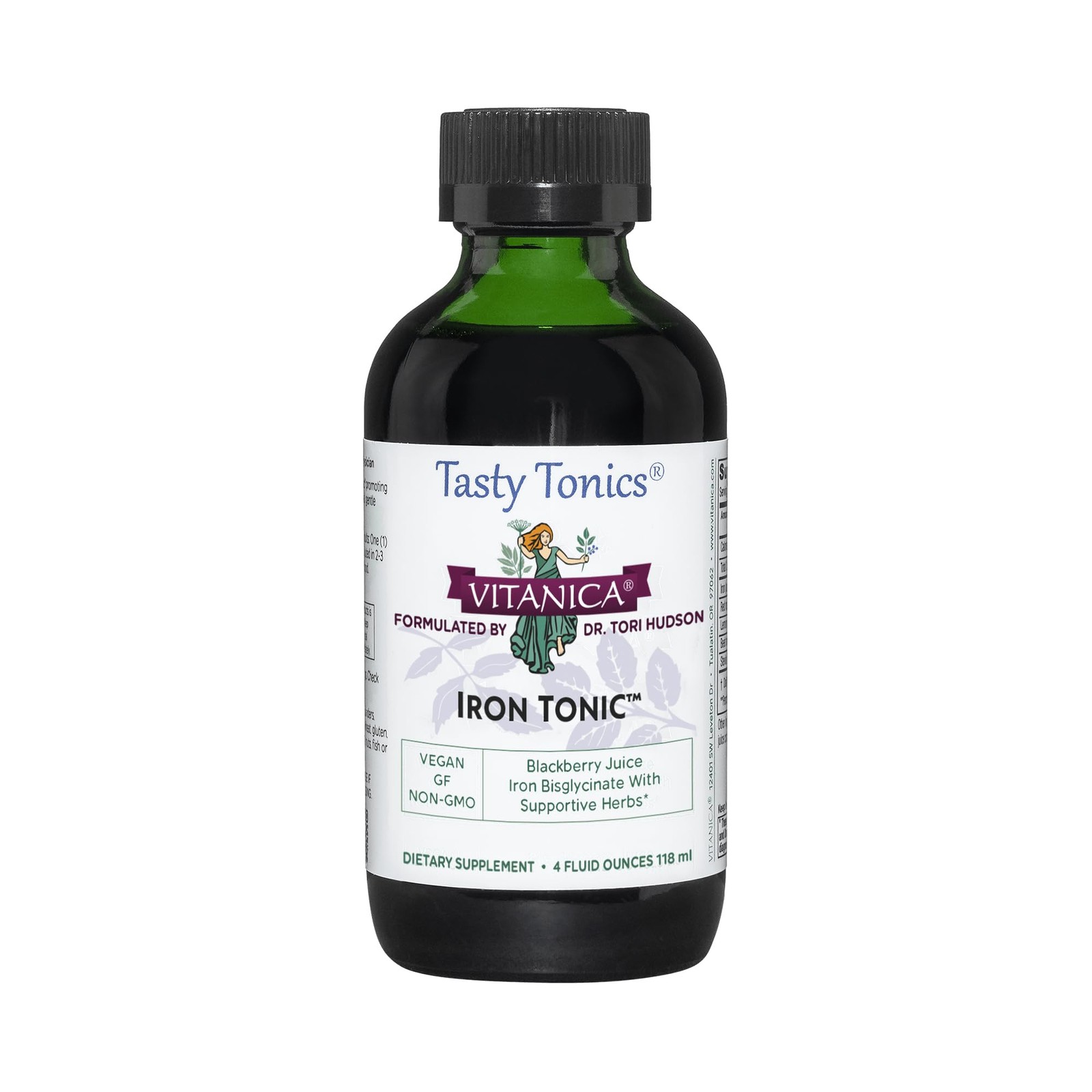 Iron Tonic 4 Fl Oz Blackberry Flavor Mineral Supplement Vegan Friendly