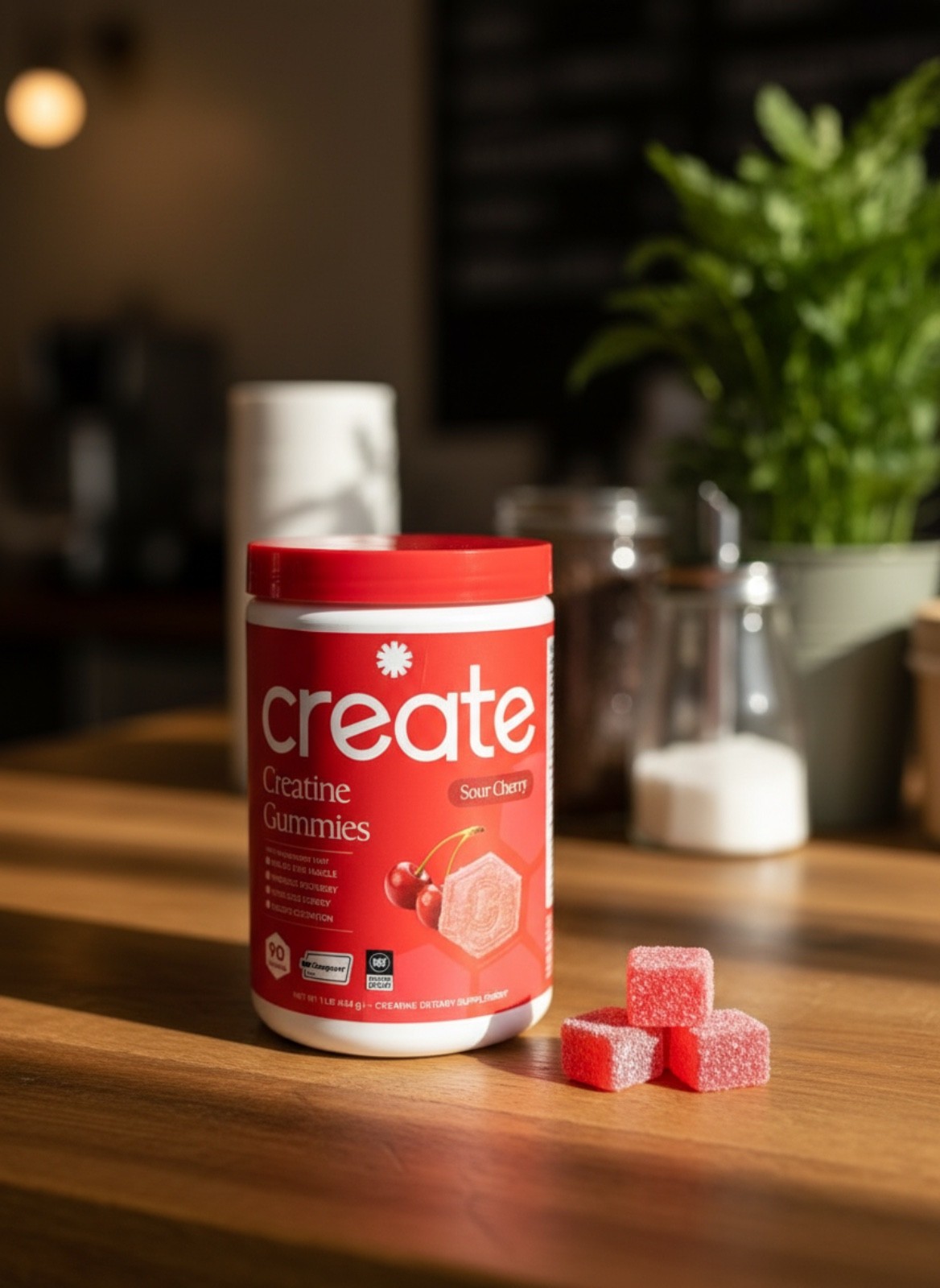 Create Creatine Gummies Sour Cherry 90 Count Creapure NSF Certified Sport New