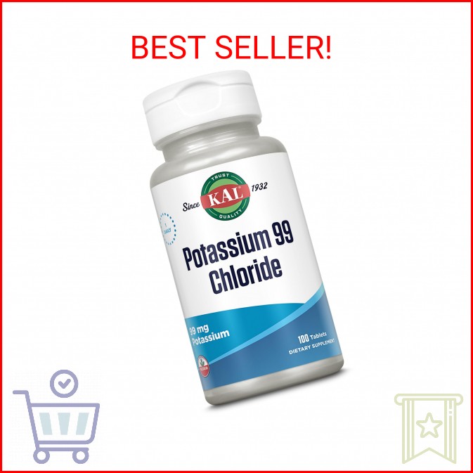 KAL Potassium 99 Chloride – 99 mg Potassium Chloride Supplement Pills, Electroly