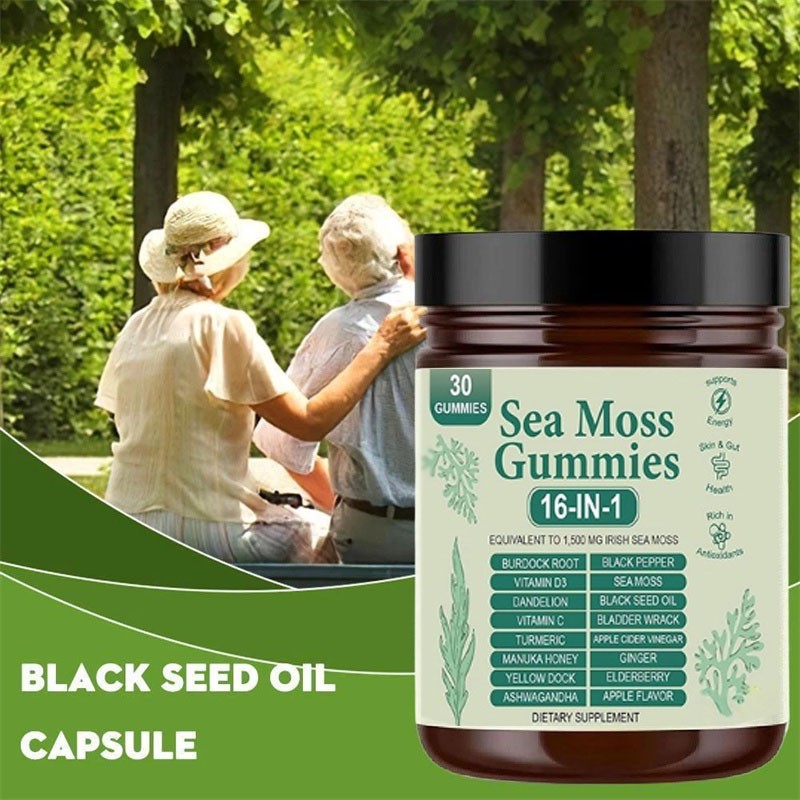 2X16 in 1 pure Sea Moss Gummy | Irishmoss Extract 6000Mg | Green Apple Flavor