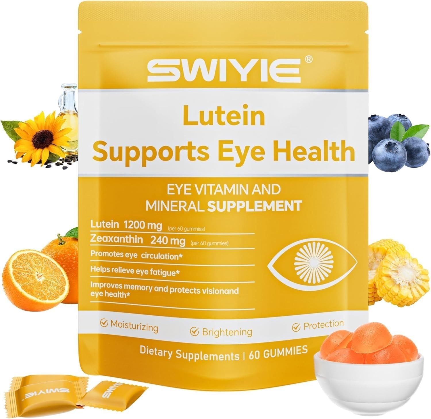Health Lutein Gummies – Eye SWIYIE Support with Lutein & Zeaxanthin, 60 Gummies