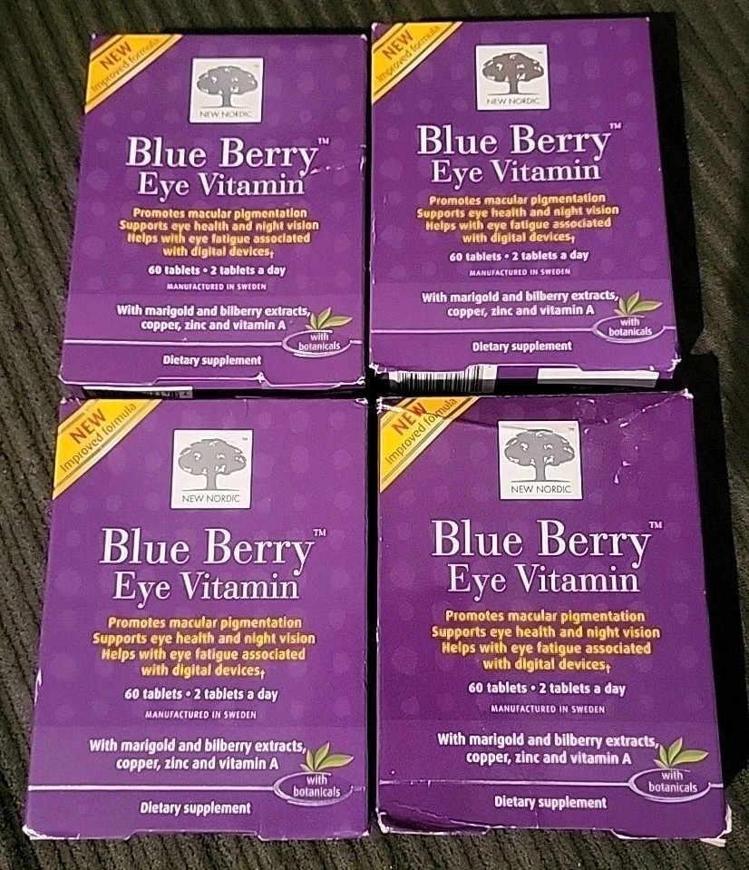 (4) New Nordic Blue Berry Eye Vitamin (60 Tabs Each) ~EXP: 9/26