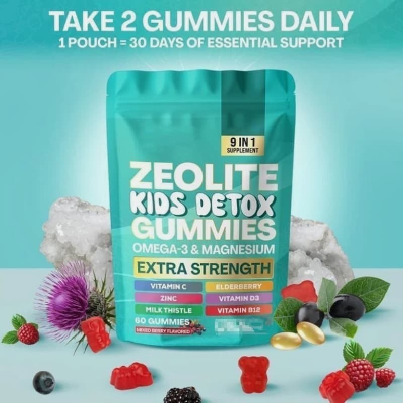 Detox Gummies Kids Berry Mixed All-in-One Flavored Zeolite 60 Gummies Premium