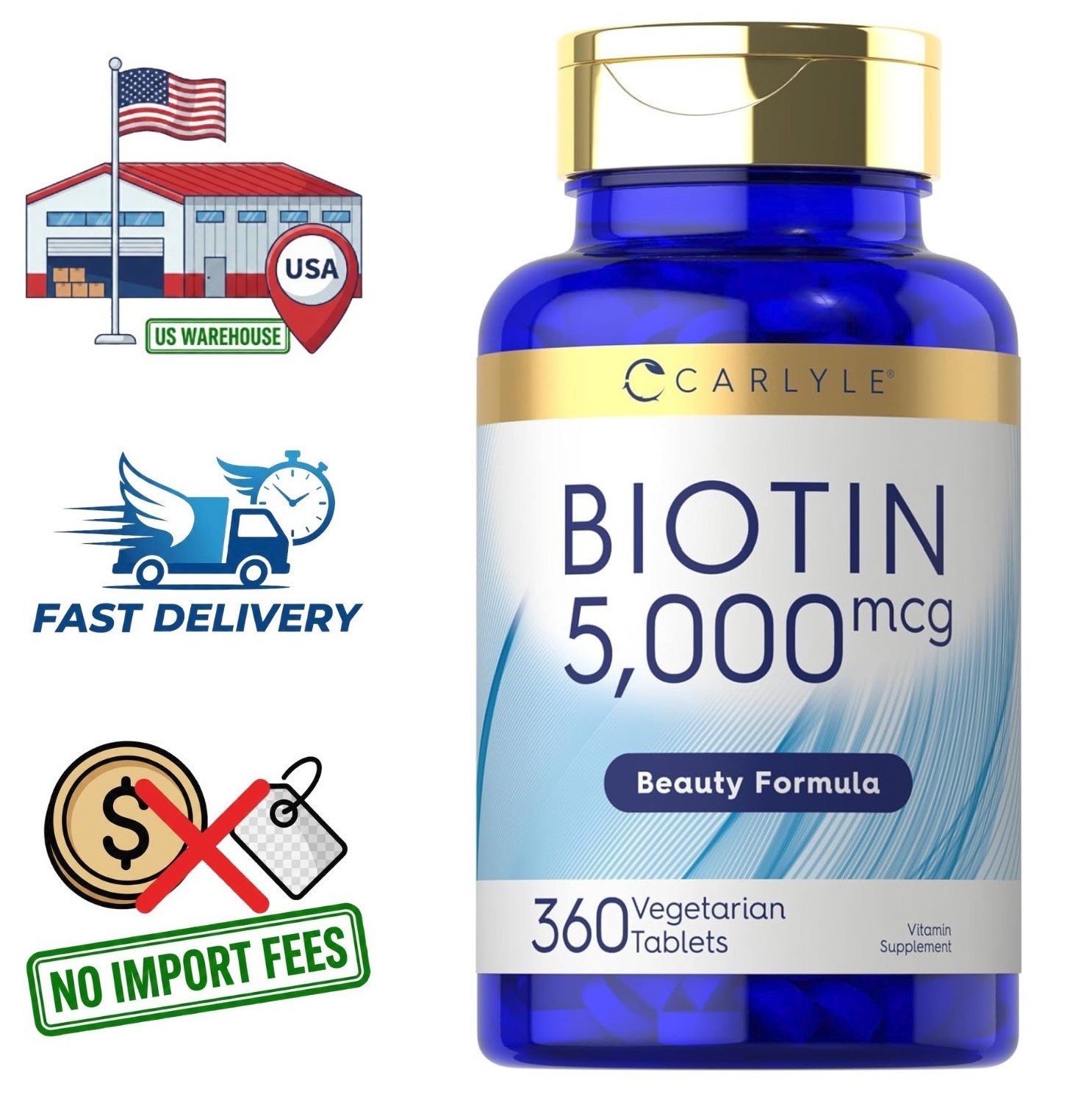 Biotin 5000 mcg Vitamin B7 | 360 Tablets