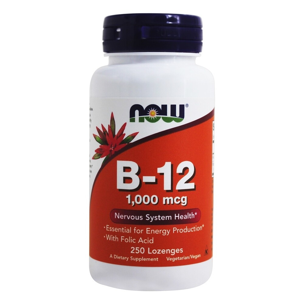 NOW Foods B12 with Folic Acid 1000 mcg., 250 Lozenges