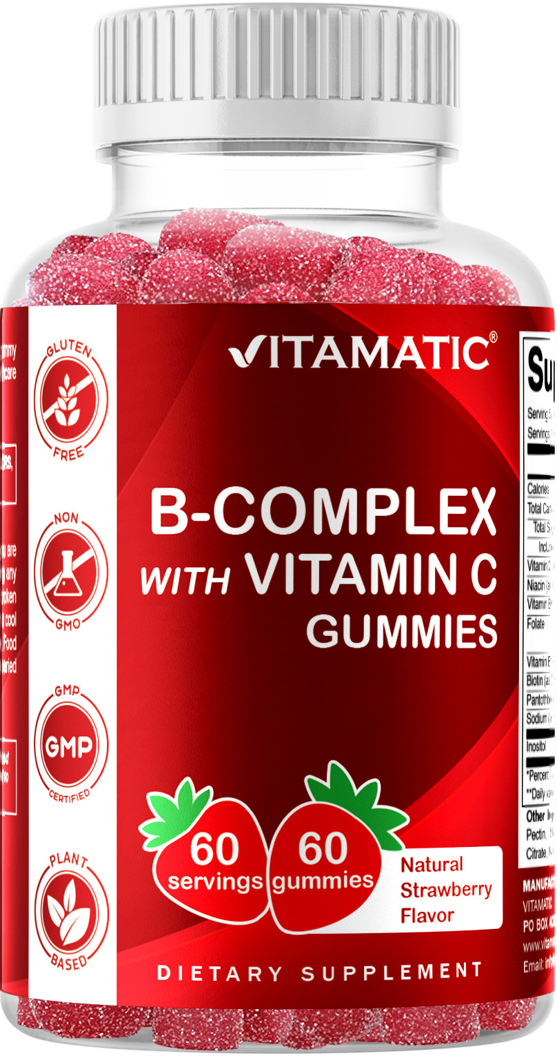 Vitamatic Vitamin B Complex Gummies with Vitamin C & Inositol – 60 Gummies
