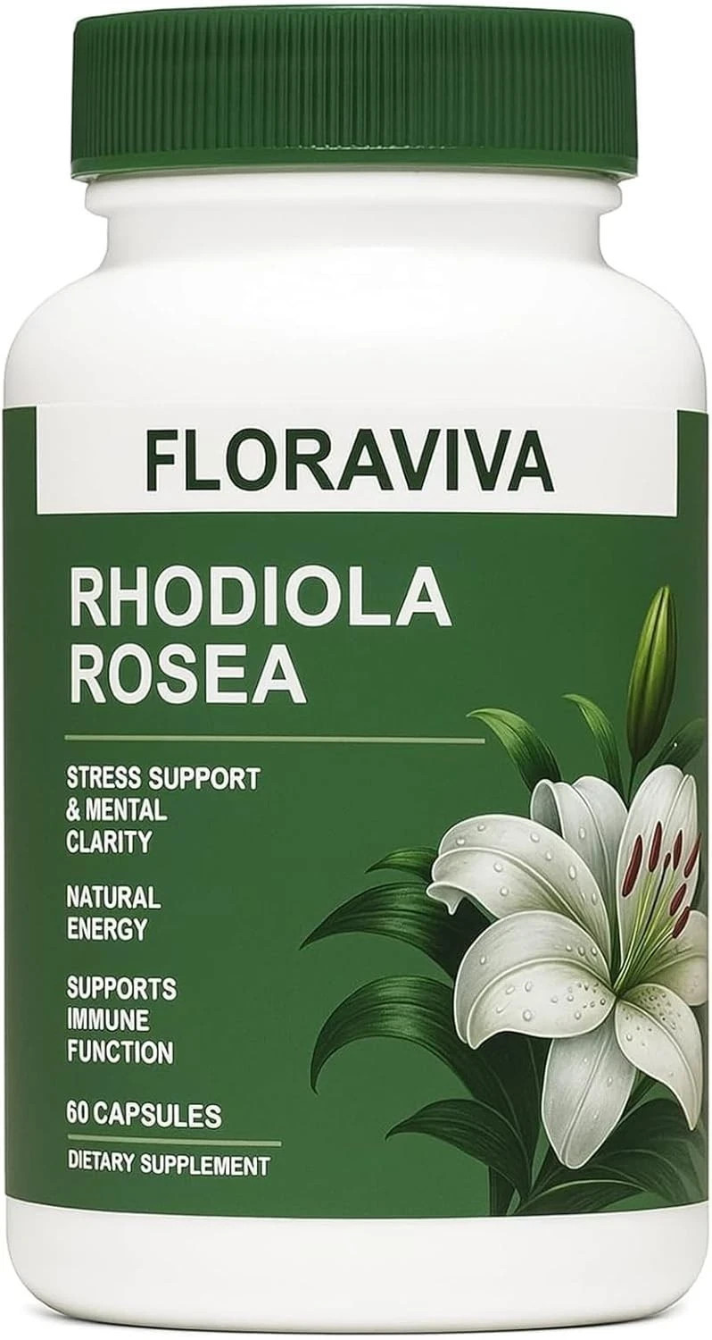 Floraviva Rhodiola Rosea Capsules Designed for Stress Relief & Energy,Non-GMO