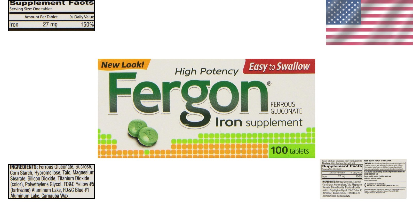 Iron Supplement Tablets 300 Count Value Pack – 3 x 100ct Unflavored