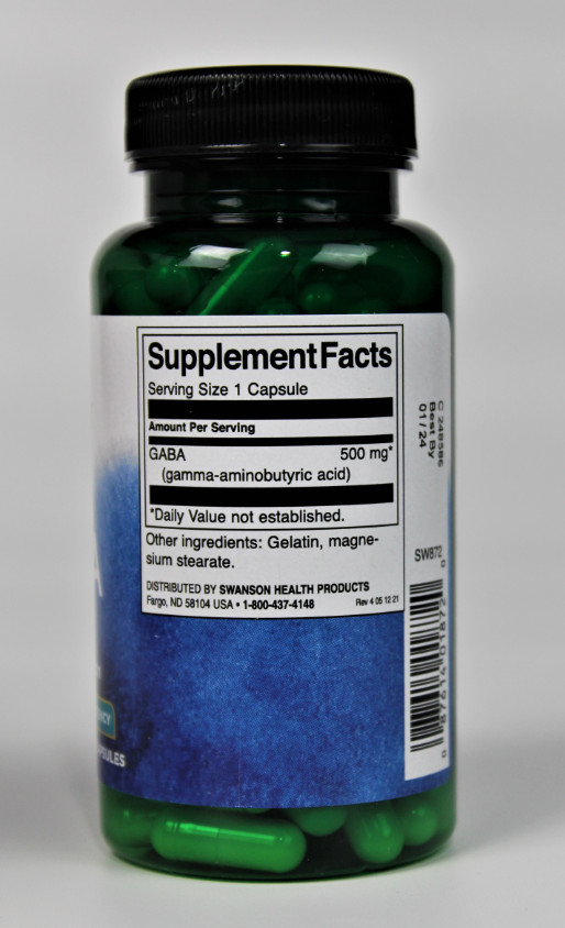 Swanson Gaba 500 mg 100 Capsules