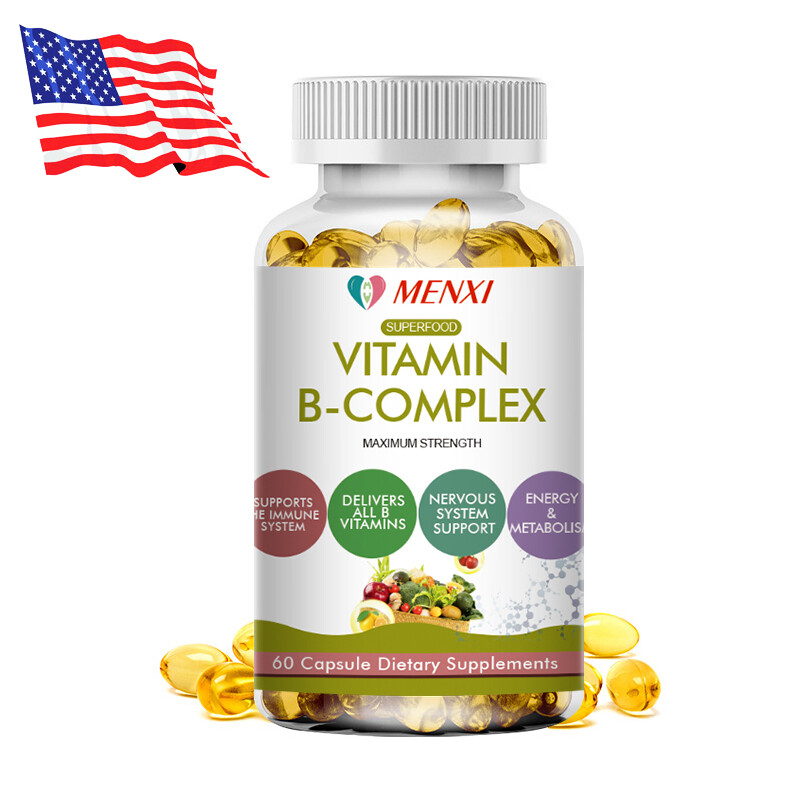 Vitamin B Complex 60 Capsules B1,B2,B3,B5,B6,B7,B9,B12, Immune Support Pills