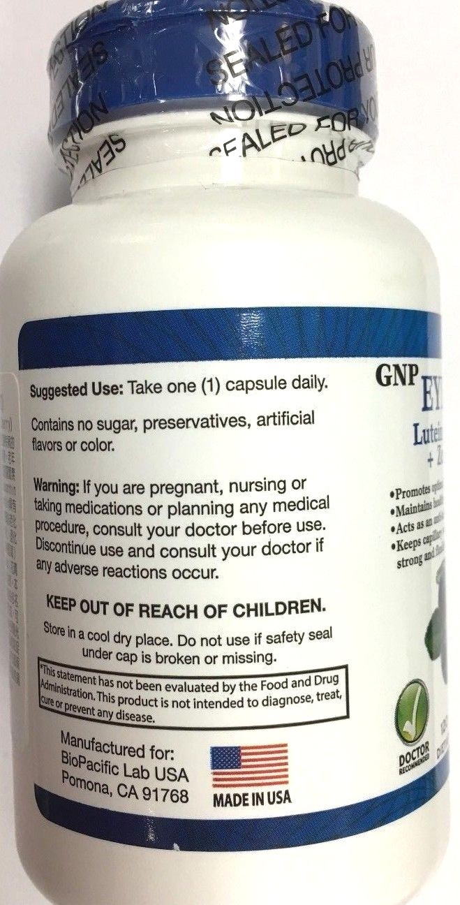 Eye Pro-Lutein, Bilberry & Zeaxanthin (120 Caps) by GNP Eye Lutein. Exp 01/2025