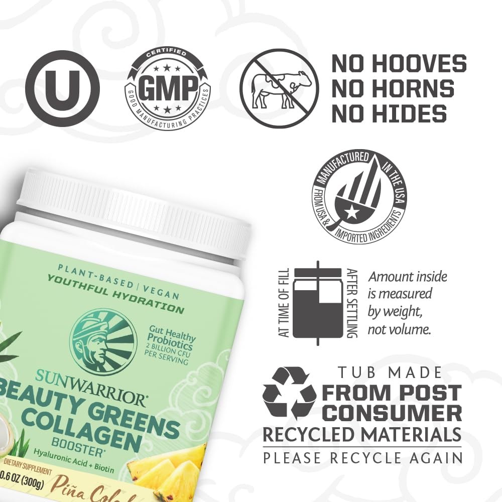 Sunwarrior Vegan Beauty Greens Drink Plant-Based | Hyaluronic Acid Minerals B…