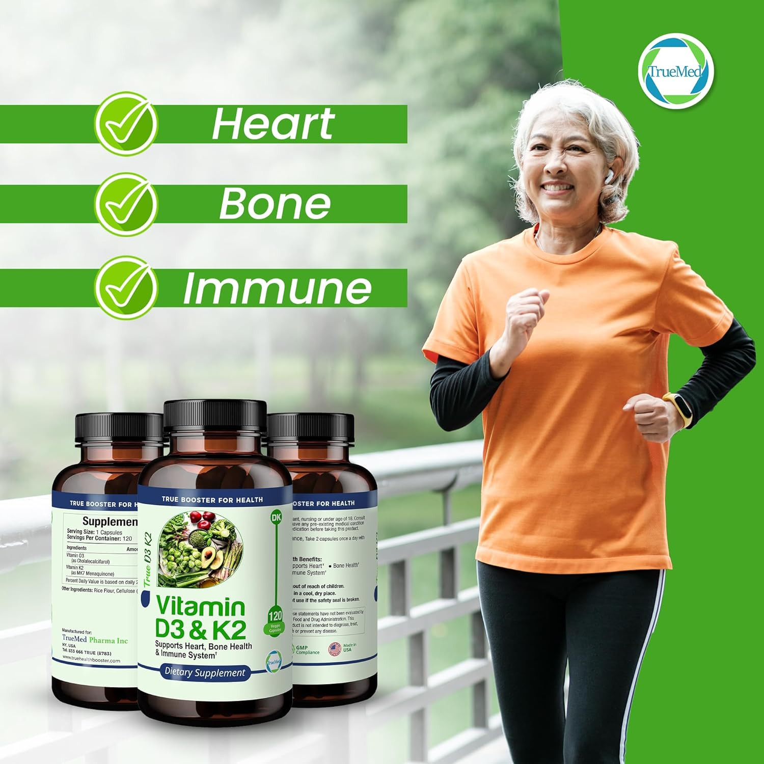 Vitamin D3 & K2 Supplement Supports Heart Health, Bone Health & Immune System &