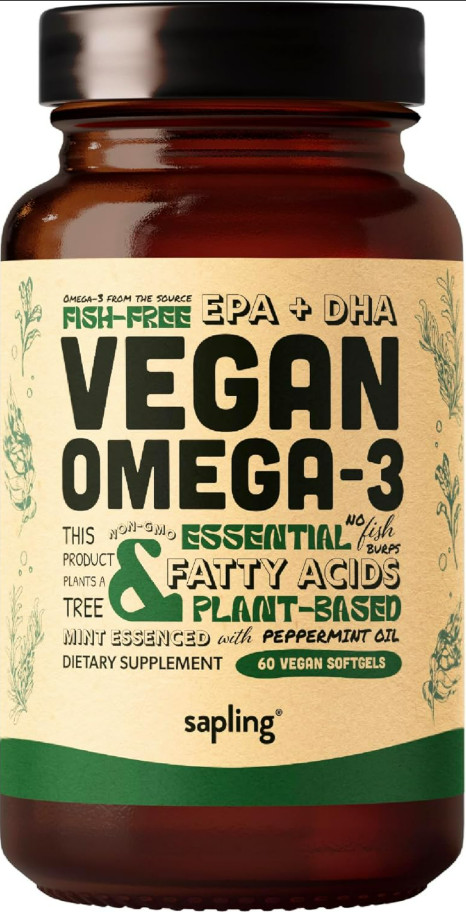 Vegan Omega 3 DHA EPA from Algae, Fish Oil Alternative, Heart Support 60 Ct Plus