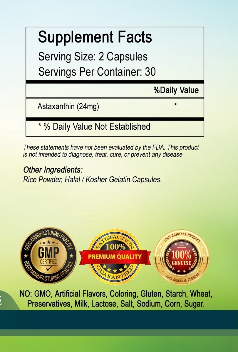 Astaxanthin 24mg Caps – Premium Quality – Free & Fast Shipping