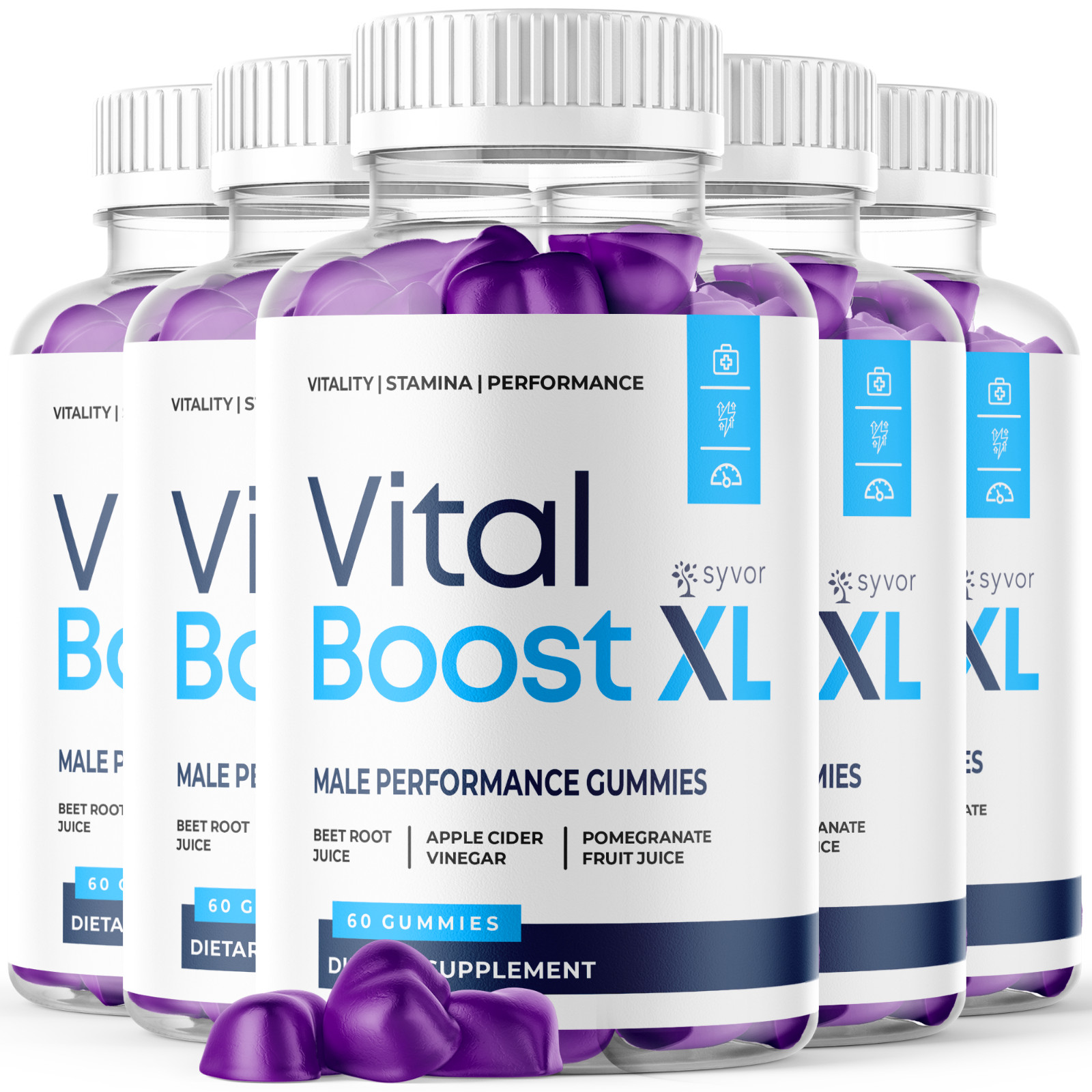 (5 Pack) Vital Boost XL Male Gummys Advanced Formula VitalBoost XL 300 Gummies