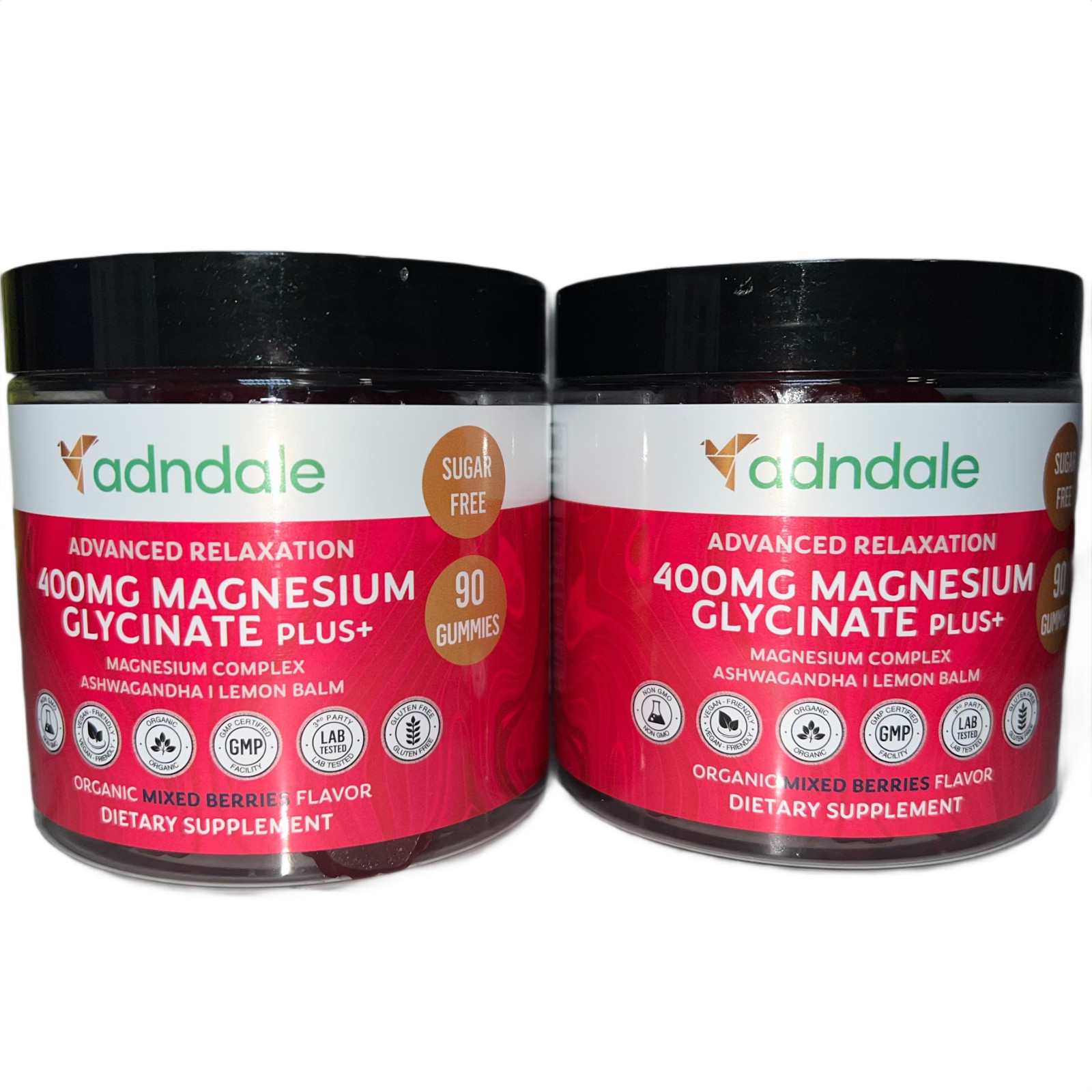 Adndale Magnesium Glycinate Gummies 400mg with Ashwagandha Sugar Free 180 Count