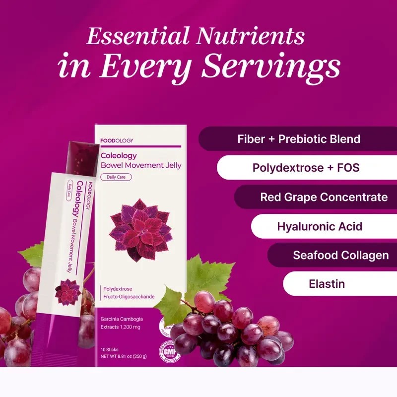 FOODOLOGY Coleology Bowel Movement Sticks, Grape Flavor, Gut Bloating Reli