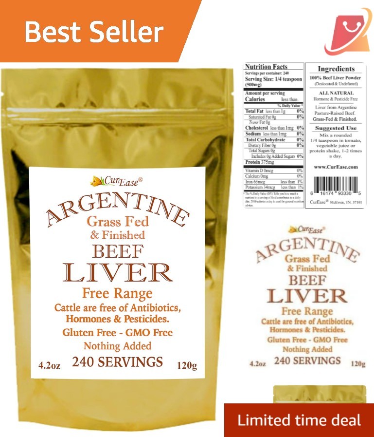 Beef Liver Powder Undefatted Grass Fed 4.2 oz Superfood Iron Boost Vitality