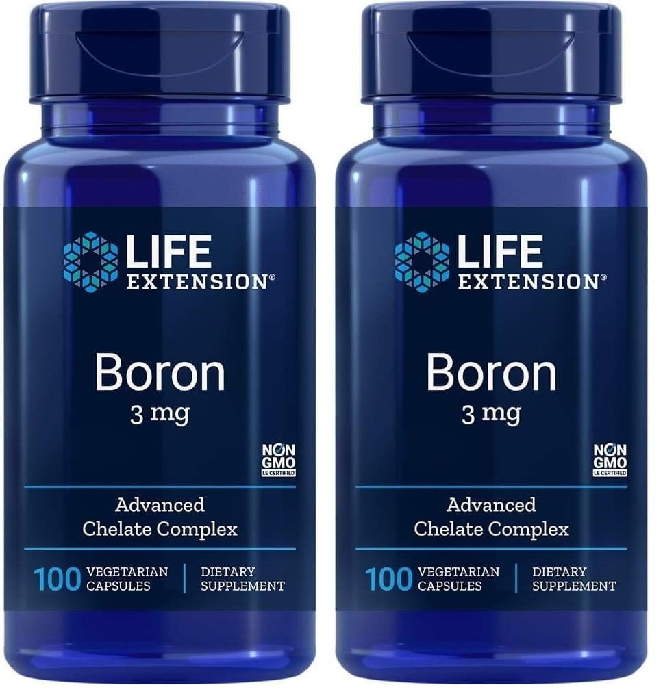 Life Extension Boron 3 mg, Vitamin B2, Supports Healthy Bones, 100 Capsules