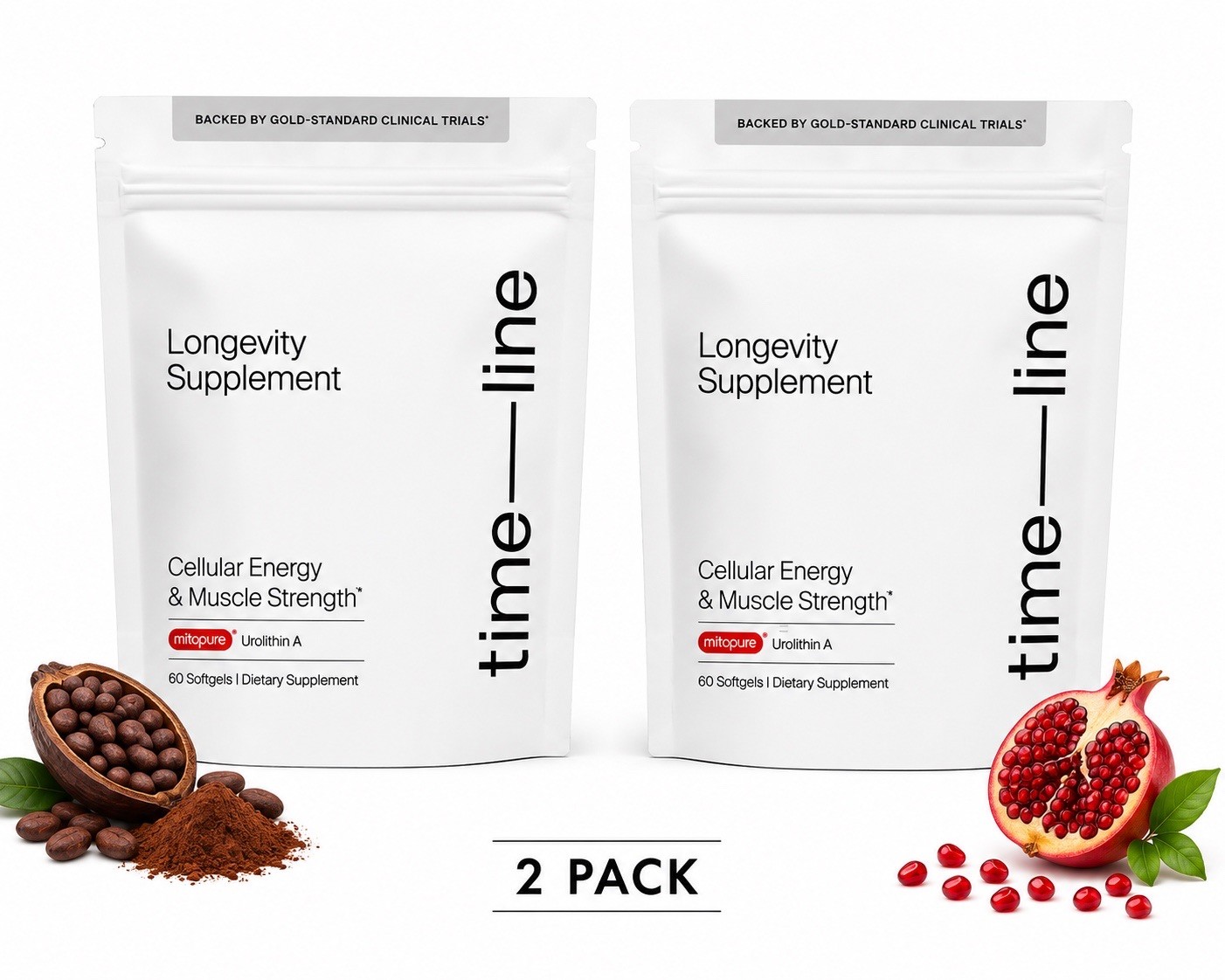 2 Pack Time-Line Longevity Supplement Mitopure Urolithin A 60 Softgels New