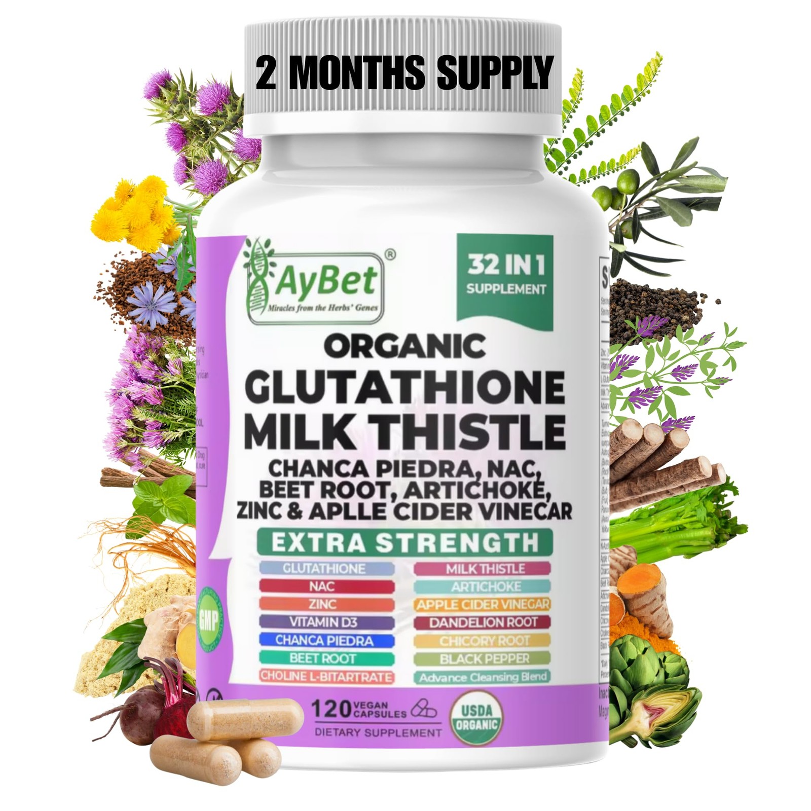 Aybet Glutathione Nac Milk Thistle Health Herbal Antioxidant Formula Chanca