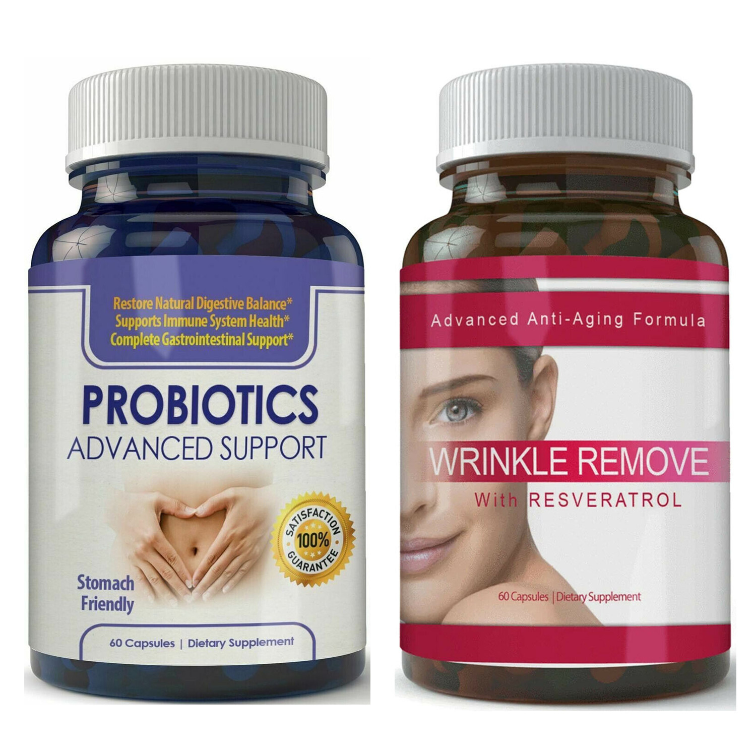 Probiotic Support Digestive Health & Wrinkle Remove Collagen Supplement 60 Caps