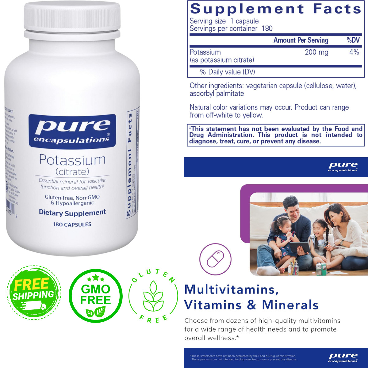 Pure Encapsulations Potassium Citrate 180 Capsules Supports Electrolyte Balance
