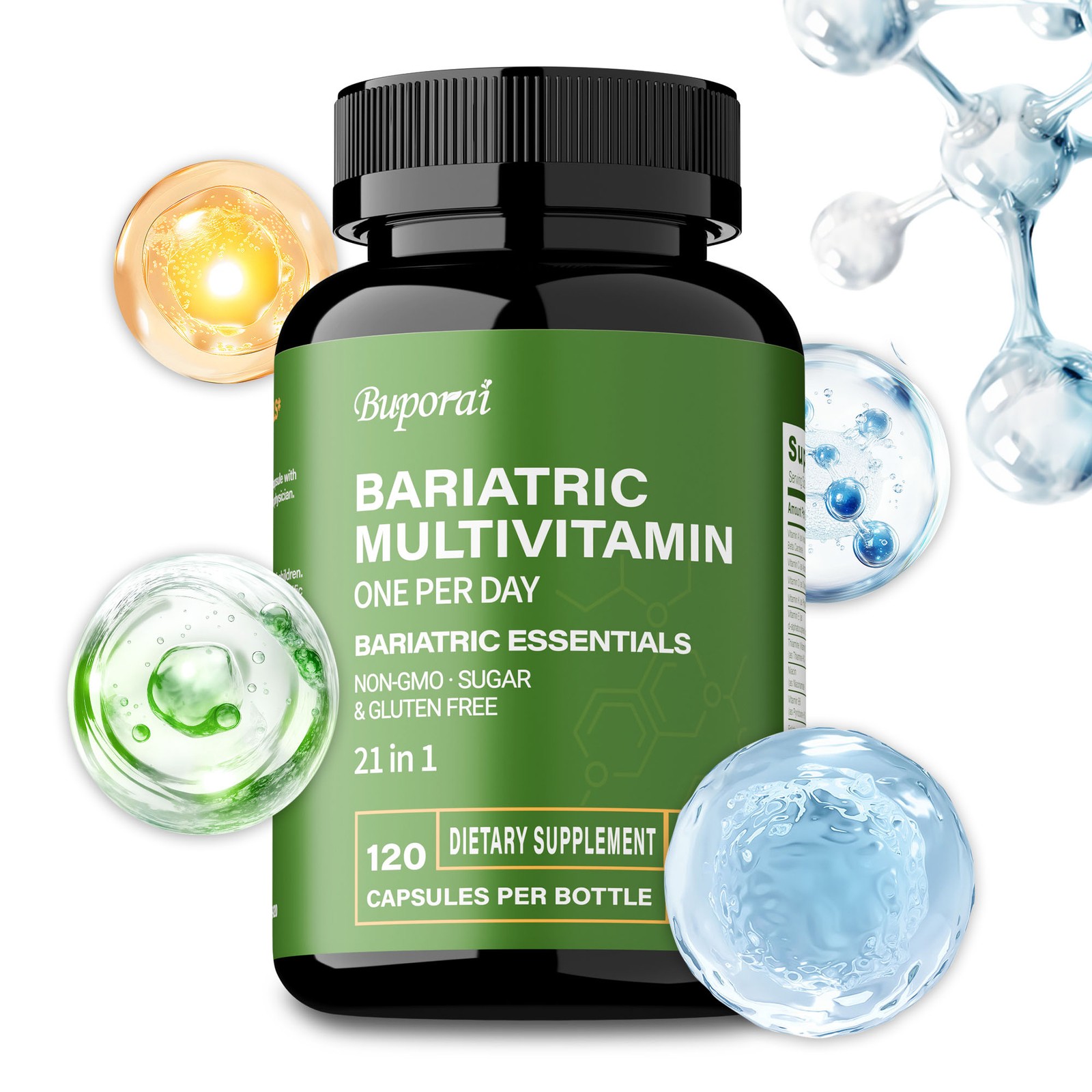 Bariatric Multivitamin -with 21 Vitamins,Balance Energy Levels Promotes Burn Fat