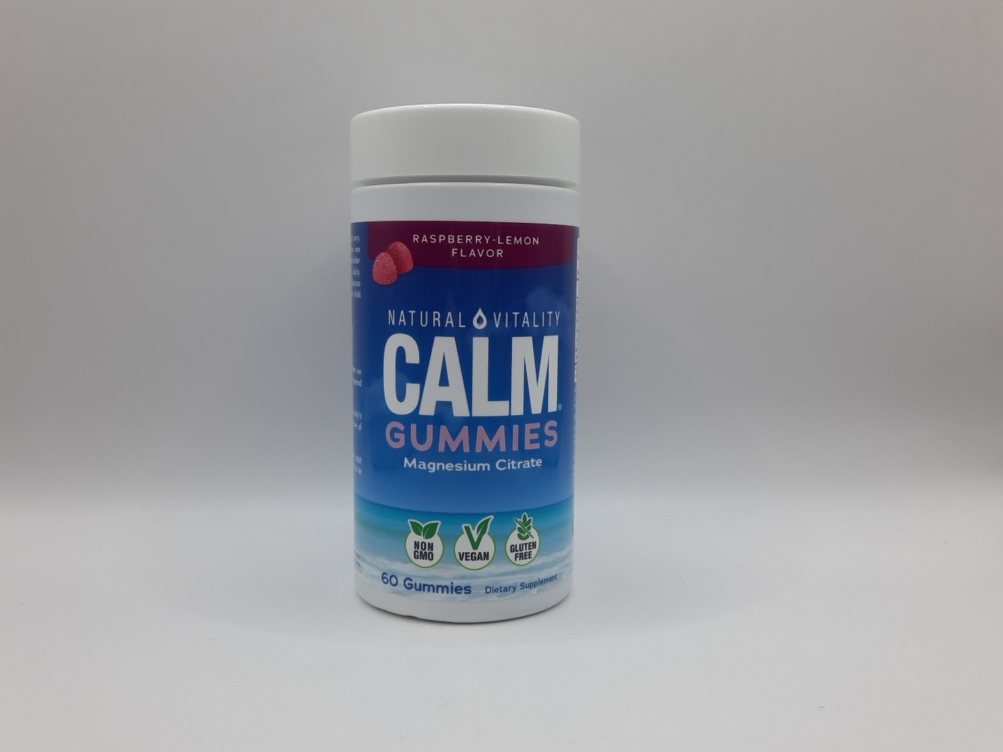 Natural Vitality Calm Gummies Magnesium Supplement Raspberry-Lemon 60ct E: 04/27