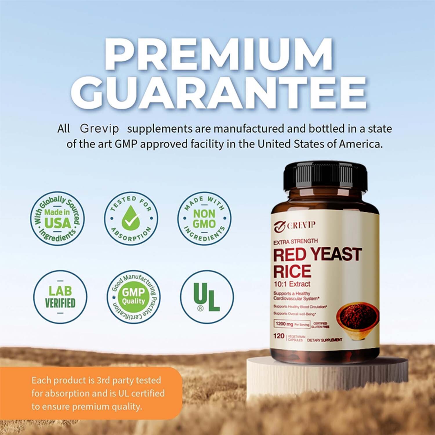 120pcs Red Yeast Rice Capsules 1200mg – Cardiovascular Health, Lower Cholesterol
