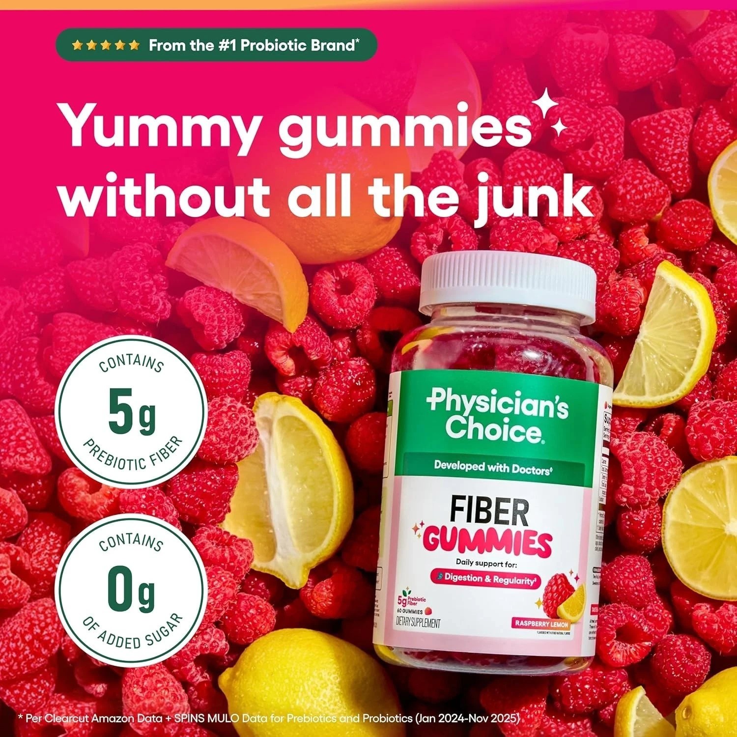 Physician’s Choice Fiber Gummy Vitamins designed for Digestive Wellness &
