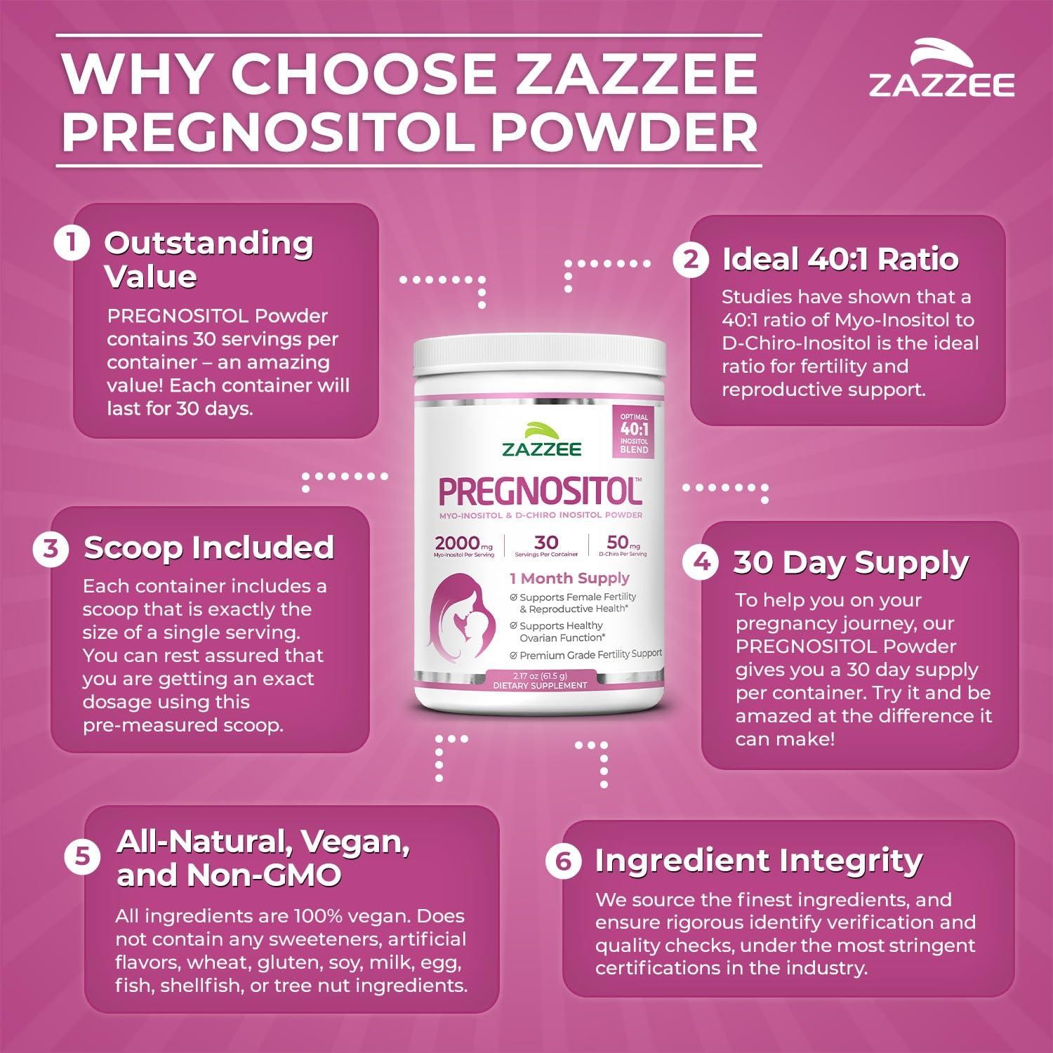PREGNOSITOL Powder, 30 Day Supply, Myo-Inositol and D-Chiro-Inositol 40:1 Ratio