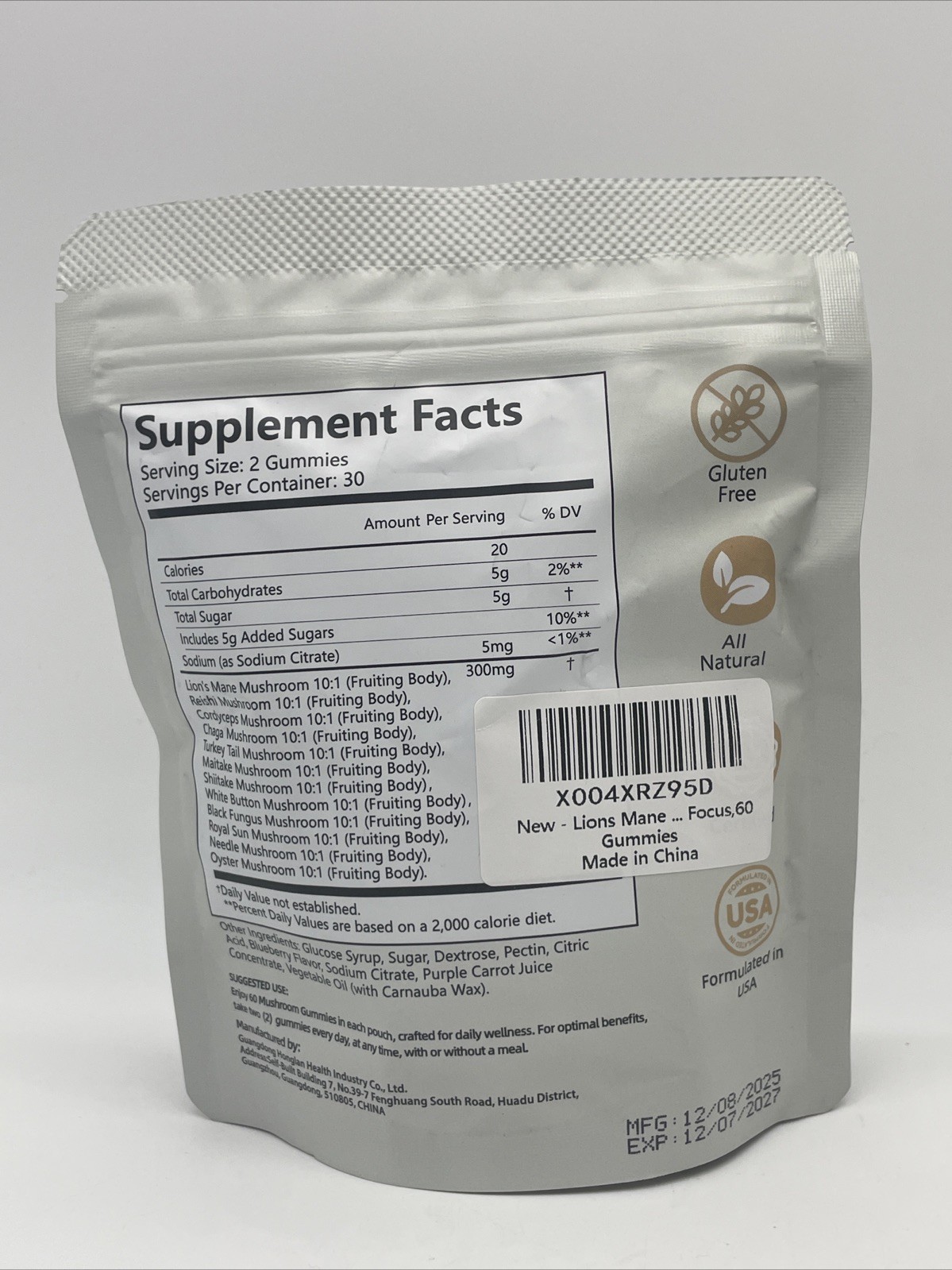 Lions Mane Mushroom Supplement Gummies – 12 Organic Mushroom Blend 12/27
