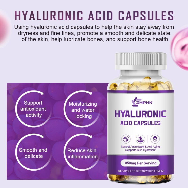 Hyaluronic acid capsules for anti-aging moisturizing skin care reduce wrinkles