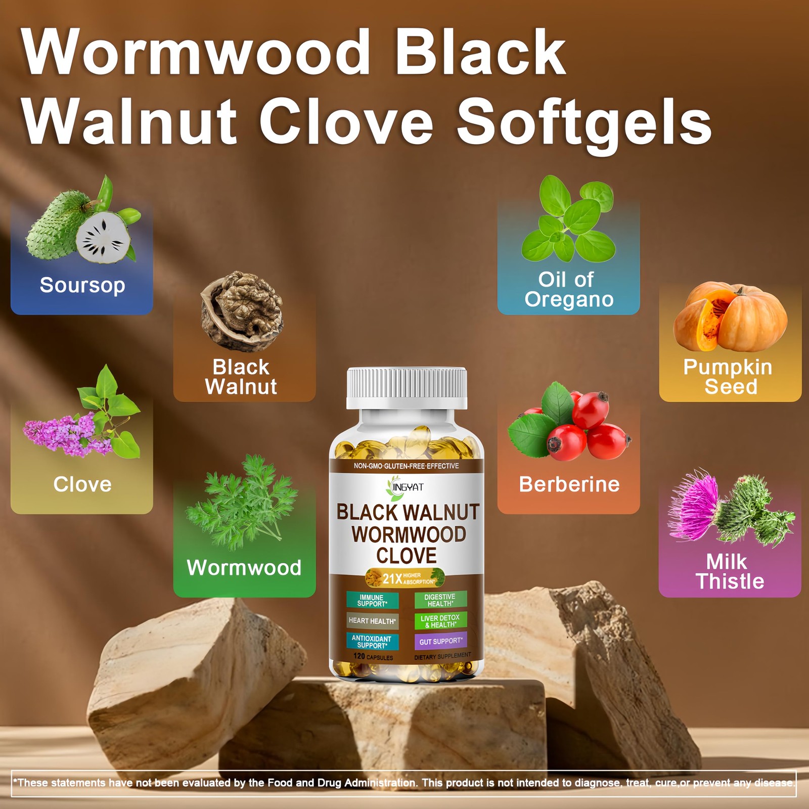 Wormwood Black Walnut Cleanse for Humans – High 120 Count (Pack of 1)