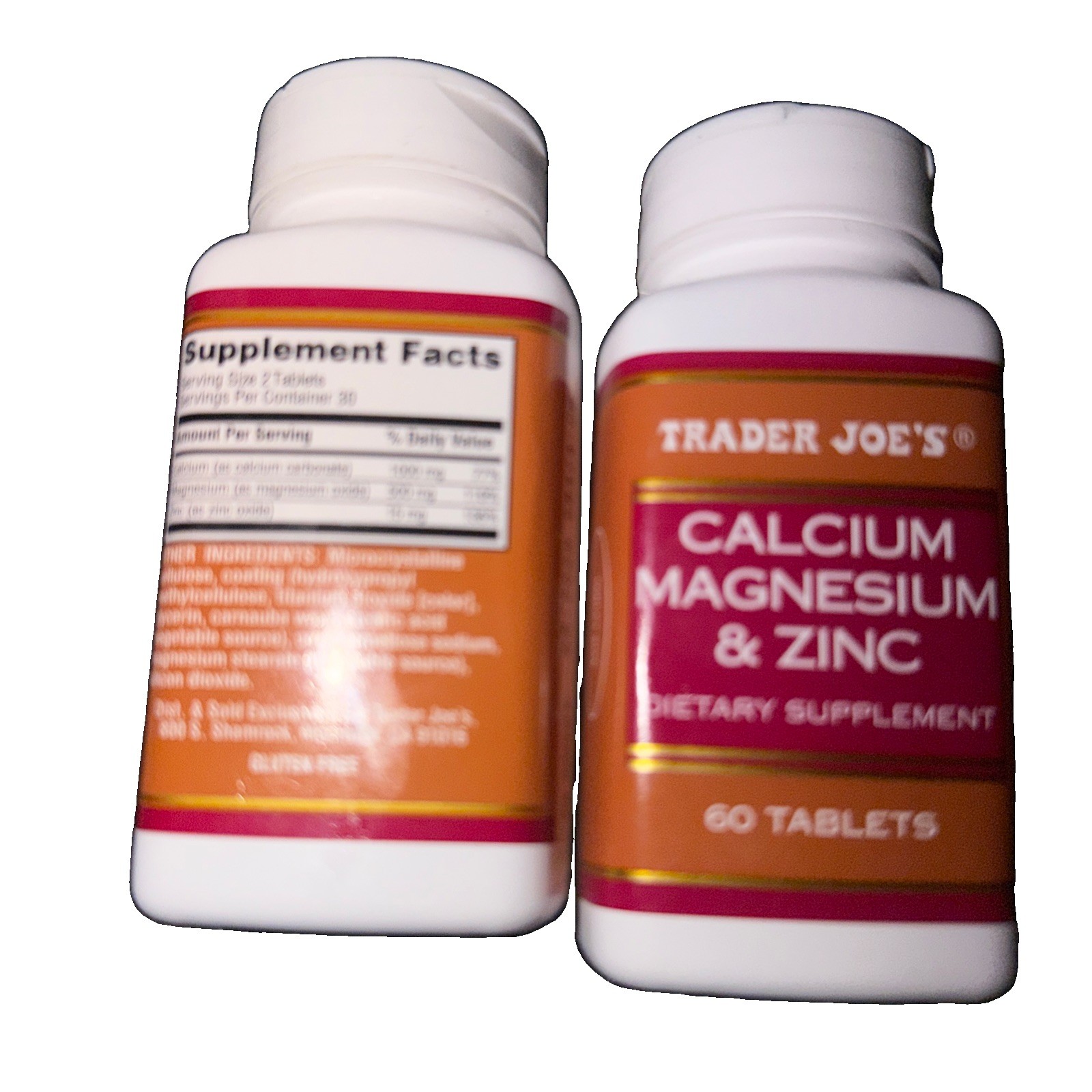 Trader Joe’s Calcium, Magnesium Zinc Supplement Tablets, 60-Pack