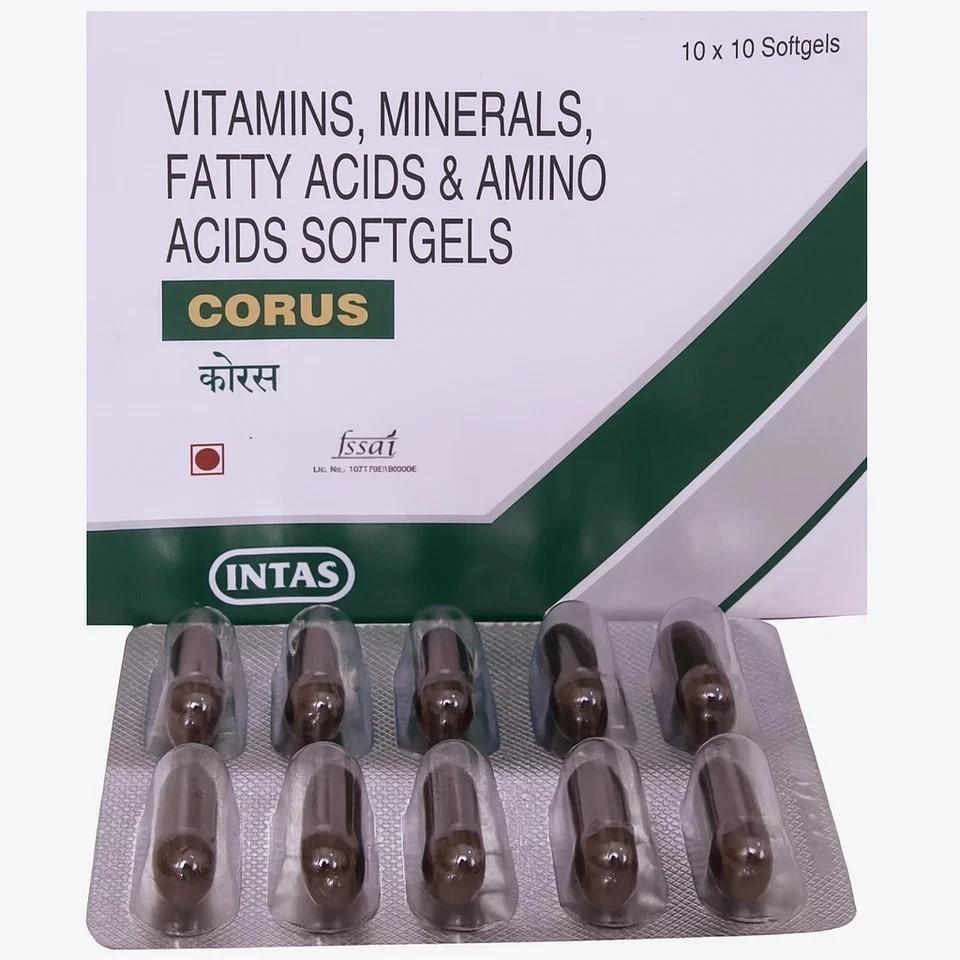 Charak Corus Soft Gelatin Capsules – 100 Caps for General Health & Well‑Being L3
