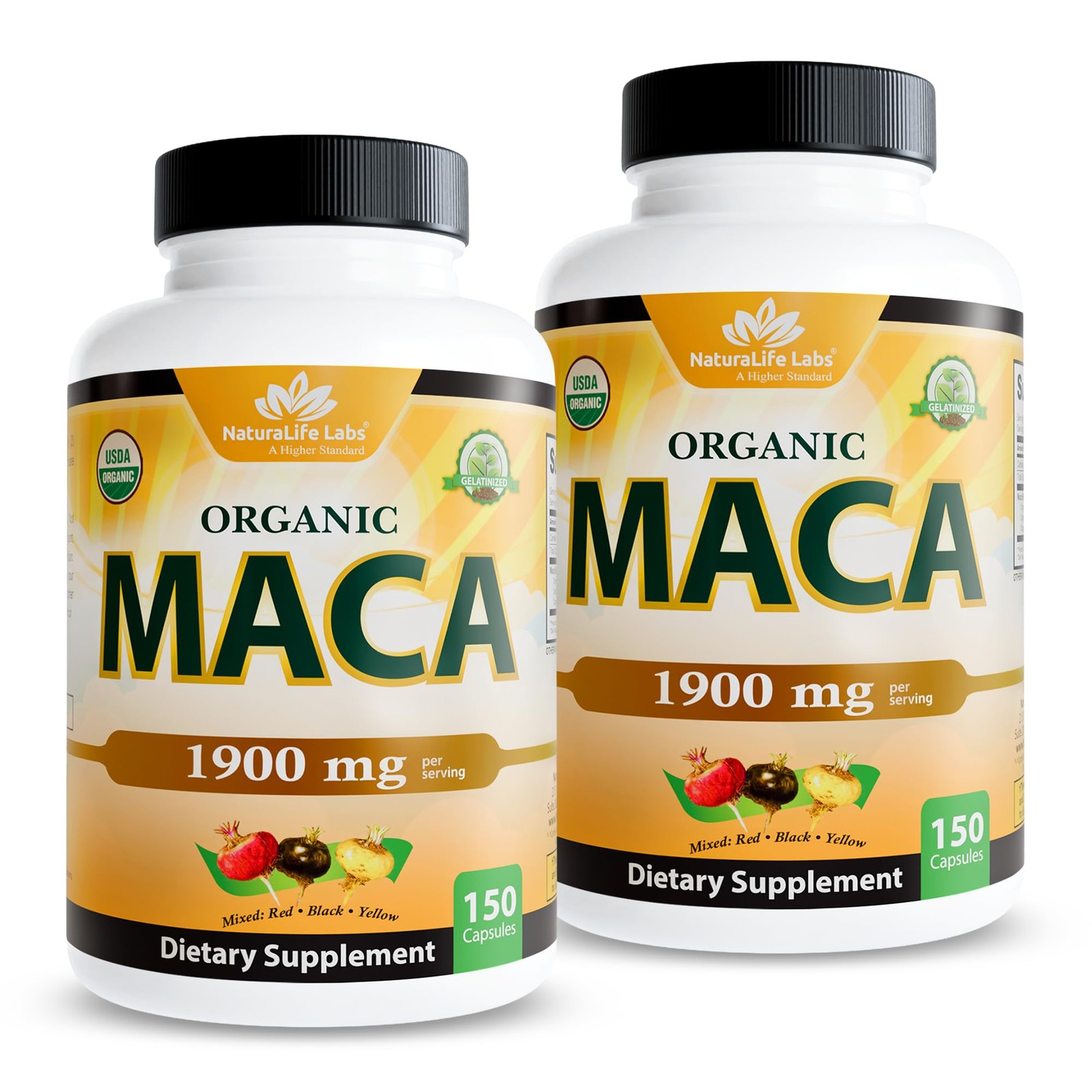 NaturaLife Labs Organic Maca Root – Black, Red & Yellow – 1900 mg per Serving…