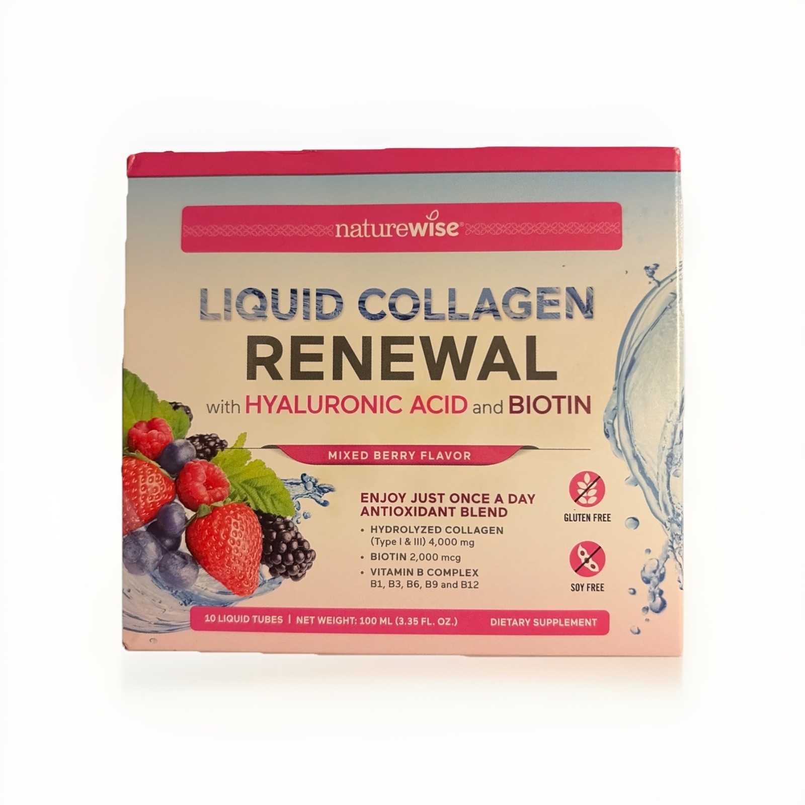 NatureWise Liquid Collagen Peptides 4000Mg, with Biotin for Hair, Skin and Nails