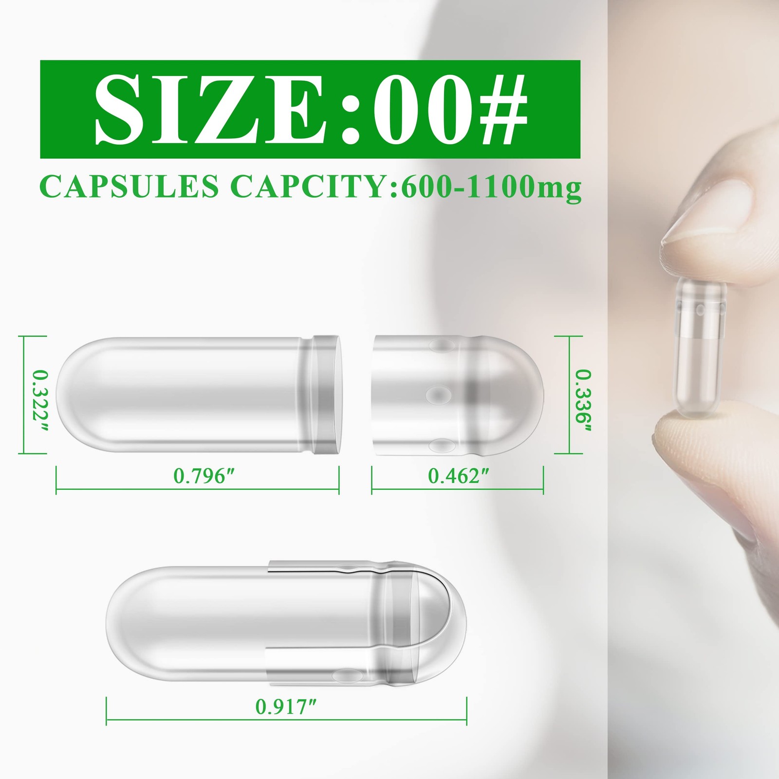 Size 00 Empty Capsules Vegetarian (100 Count) Bundle with Micro Lab Spoon, Cl…