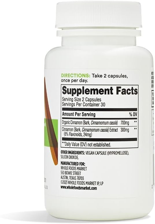 Cinnamon Supplement for Blood Sugar Support – 60 Capsules