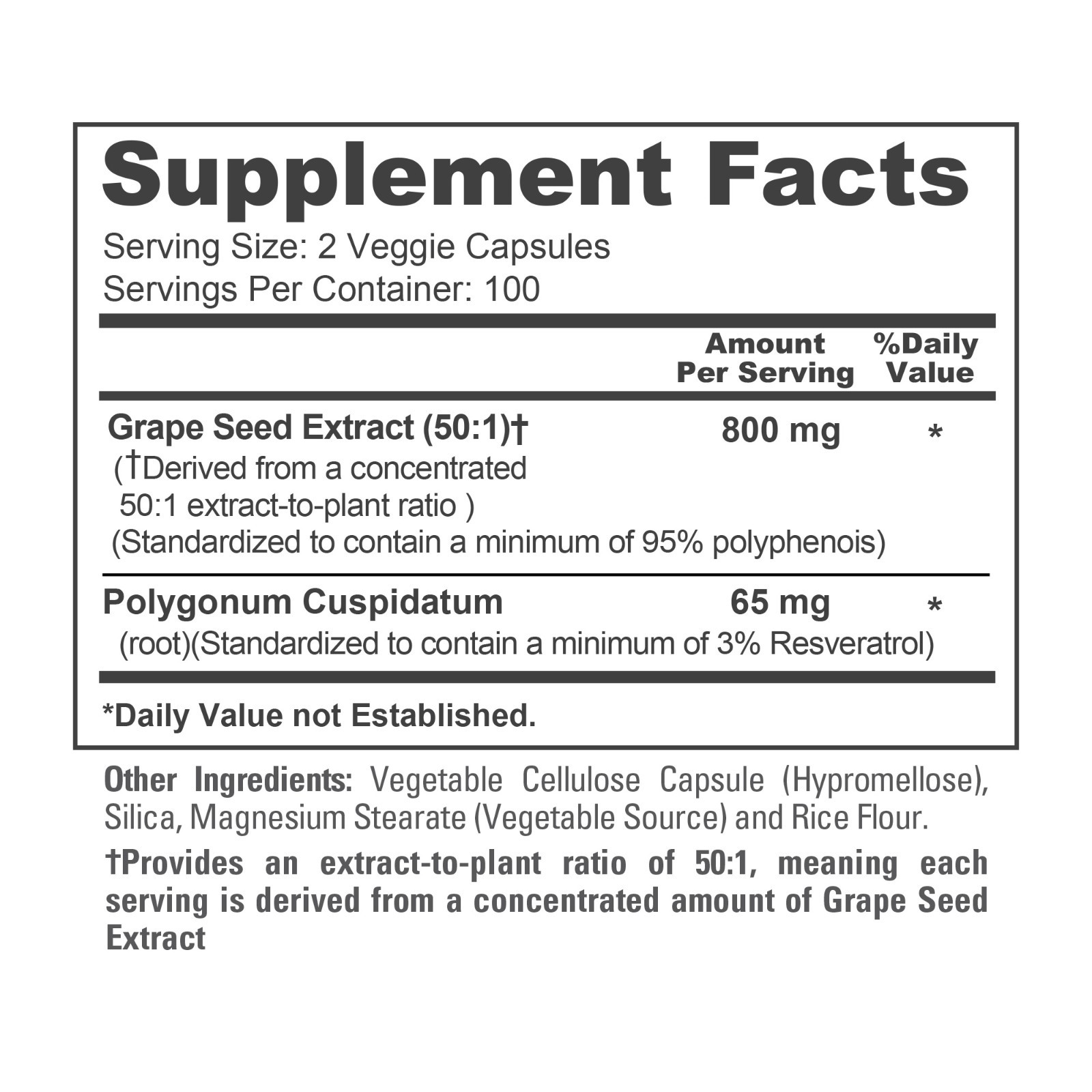 NusaPure Grape Seed Extract 40,000mg per Caps, 200 Vegan Capsules