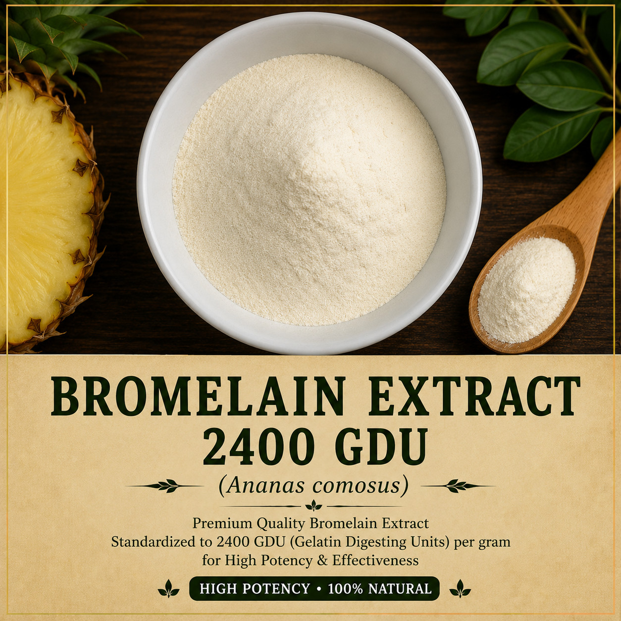 Bromelain Extract 2400 GDU Pineapple Enzyme Powder High Potency | USA | Fresh