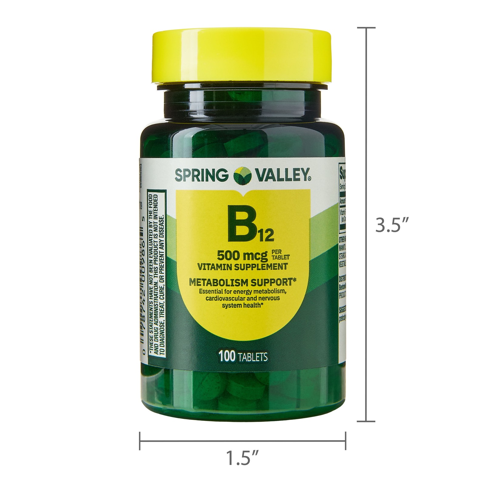 Spring Valley Vitamin B12 500 mcg Tablets Metabolism Support 100CT SAME-DAY SHIP