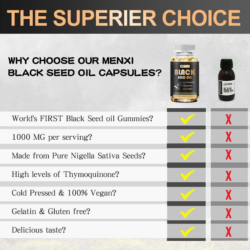 2PC 1000mg Black Seed Oil,Premium Cold Pressed,Non-GMO,Vegan,Premium Black Seed