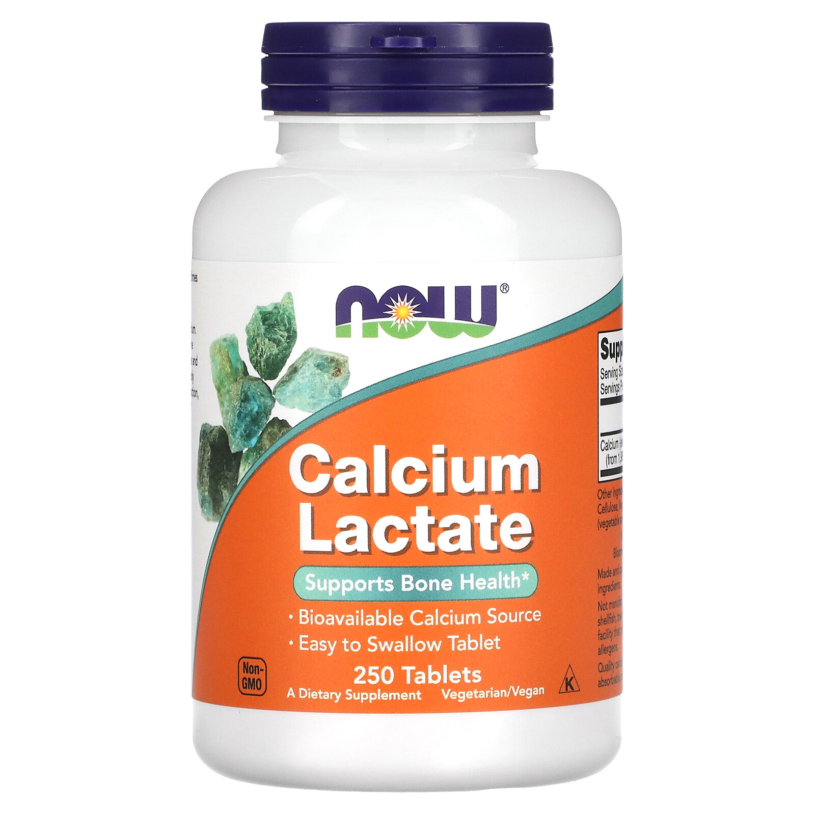 Now Foods Calcium Lactate 250 Tablets GMP Quality Assured, Vegan, Vegetarian